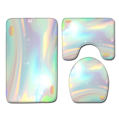 Tualetes paklājiņš vannas istabā Rainbow Print vannas paklājiņš tualetes sēdekļa spilvenam, ūdensnecaurlaidīgs, neslīdošs pēdu paklāja komplekts dušas paklāju komplekts