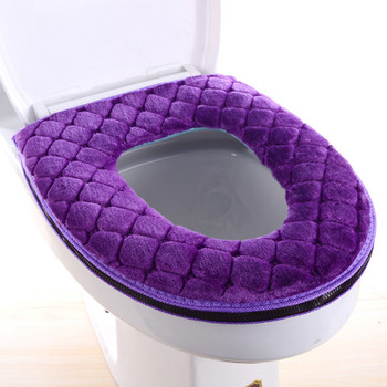 Покривало за тоалетна Плюшена седалка Модели Водоустойчив Универсален модел Тоалетна пръстен Миещ се цип Подложка за баня Декоративна тоалетна седалка