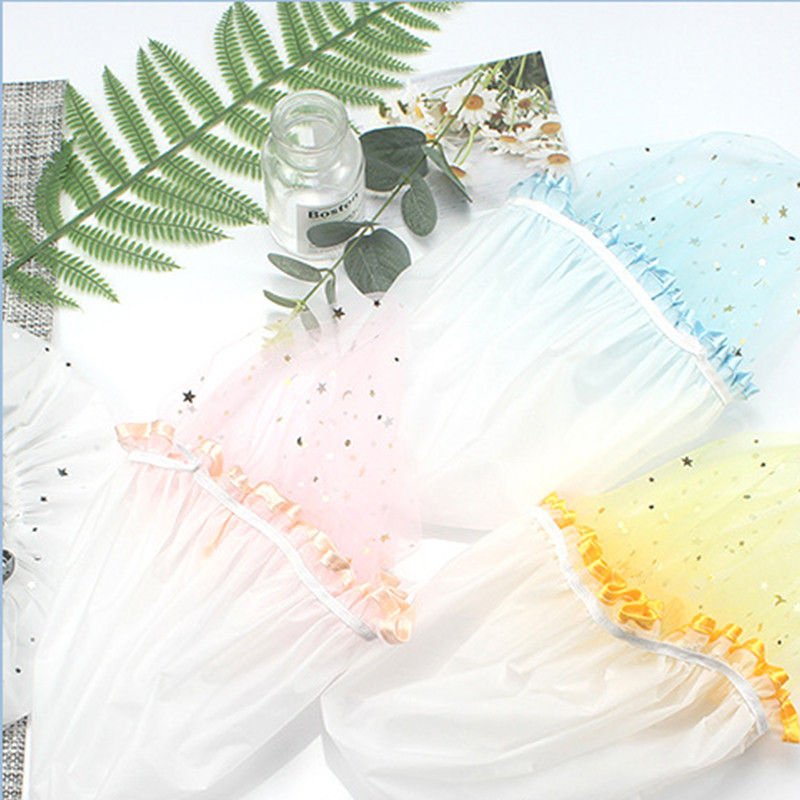 1 gab. Ūdensnecaurlaidīga vannas cepure divslāņu dušas vāciņš ar elastīgu joslu Zvaigžņu raksta vannas cepures Vannas istabas matu salona piederumi