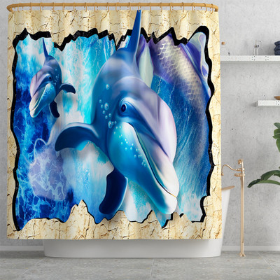 Otisnuti morski svijet Prostirka za kupaonicu WC Kreativnost Set kupaonskih tepiha Kućni dekor Prostirka za kupaonicu Set zavjesa za tuš Kupaonska podna prostirka Prostirka za kupaonicu