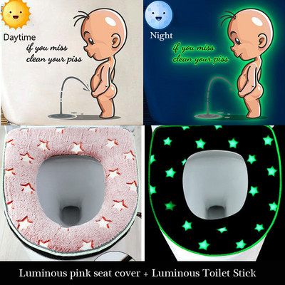 Svjetleća navlaka za WC dasku Meka topla prostirka Univerzalna periva navlaka s patentnim zatvaračem Poklopac za kupaonsku školjku Jastuk za torbicu