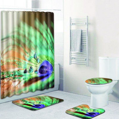 Zeegle 4gab vannas paklājiņa komplekts tualetes vāka pārvalks Neslīdošs paklājs un ūdensnecaurlaidīgs dušas aizkars vannas istabas paklāju komplekts dušas aizkaru dušas paklājiņš