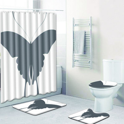 Zeegle 4gab vannas paklājiņa komplekts tualetes vāka pārvalks Neslīdošs paklājs un ūdensnecaurlaidīgs dušas aizkars vannas istabas paklāju komplekts dušas aizkaru dušas paklājiņš