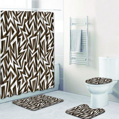 Zeegle 4gab vannas paklājiņa komplekts tualetes vāka pārvalks Neslīdošs paklājs un ūdensnecaurlaidīgs dušas aizkars vannas istabas paklāju komplekts dušas aizkaru dušas paklājiņš