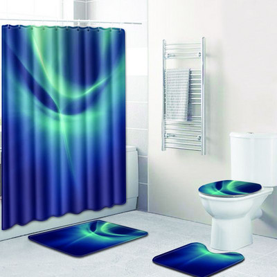 Zeegle 4gab vannas paklājiņa komplekts tualetes vāka pārvalks Neslīdošs paklājs un ūdensnecaurlaidīgs dušas aizkars vannas istabas paklāju komplekts dušas aizkaru dušas paklājiņš