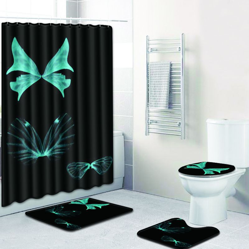 Zeegle 4gab vannas paklājiņa komplekts tualetes vāka pārvalks Neslīdošs paklājs un ūdensnecaurlaidīgs dušas aizkars vannas istabas paklāju komplekts dušas aizkaru dušas paklājiņš