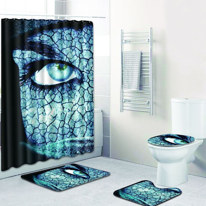 Zeegle 4gab vannas paklājiņa komplekts tualetes vāka pārvalks Neslīdošs paklājs un ūdensnecaurlaidīgs dušas aizkars vannas istabas paklāju komplekts dušas aizkaru dušas paklājiņš