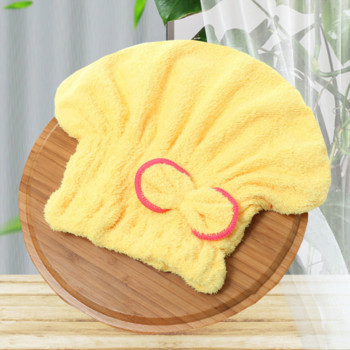 Γυναικείο σκουφάκι ντους από μικροΐνες Coral fleece απορροφητικό καπάκι που στεγνώνει γρήγορα Αξεσουάρ μπάνιου με πετσέτα με πετσέτα με παπιγιόν