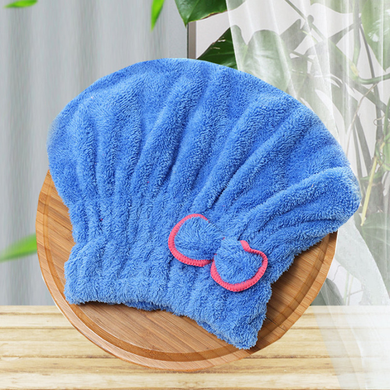Kapa za tuširanje za žene Upijajuća kapa od mikrovlakana od koraljnog flisa, koja se brzo suši, Kapa za kućanstvo, mašna, omotana kapa za ručnik Kupaonski dodaci