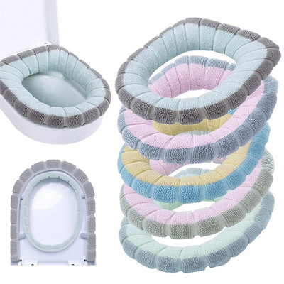 Téli meleg WC-üléshuzat Mosható fürdőszobai WC-párna fogantyúval Vastagabb puha szőnyeg Kötésmelegítő Closestool Mat