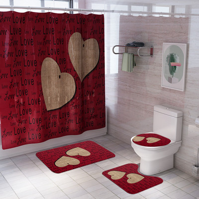 Zeegle vannimatt ja veekindel dušikardina komplekt Flanell-WC vaip, libisemiskindel jalamatt, imav vannitoavaibade komplekt