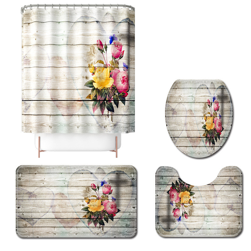 Zeegle prostirka za kupaonicu i vodootporna zavjesa za tuširanje Flanelski WC tepih Neklizajuća prostirka za noge Upijajući kupaonski tepih Set tepiha