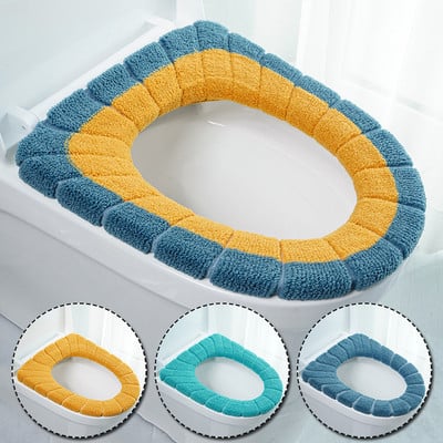 1Pc Keep Warm Μοτίβο κολοκύθας Closestool Mat Διπλό χρώμα Αξεσουάρ μπάνιου Πλεκτομηχανή σε σχήμα Ο Διακόσμηση σπιτιού Κάλυμμα καθίσματος τουαλέτας