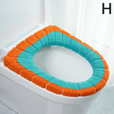 1 tk Hoia soojas Kõrvitsamuster Closestool Mat Kahevärviline Vannitoa Aksessuaarid Kudumine O-kujuline Kodukaunistus WC-istme kate