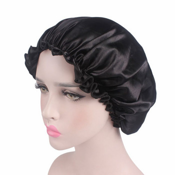 Дамска сатенена шапка с боне за коса Show Hat Cap Elastic Femme Lady Cap Hat For Bath Silk Head Cover Wide Elastic Band