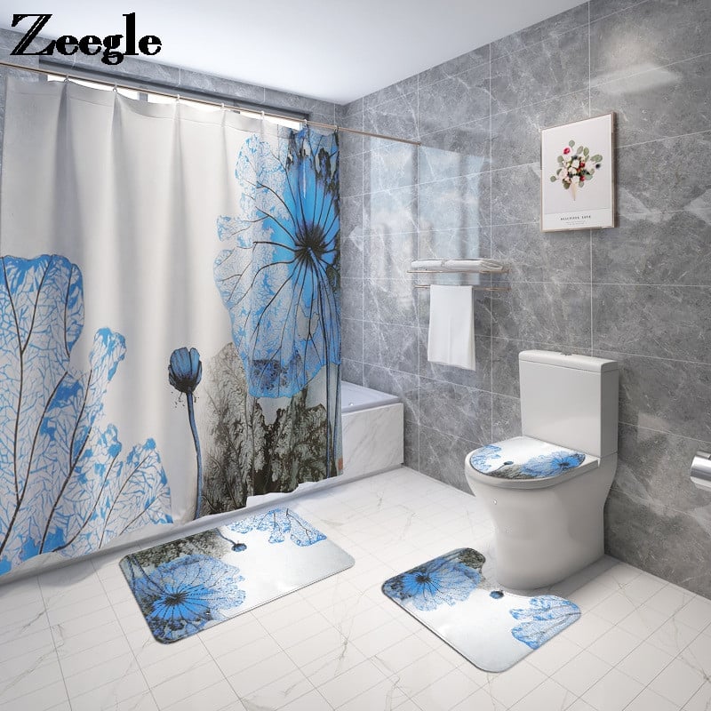 Traditsioonilises stiilis vannitoavaibakomplekt vannimatt ja dušikardina komplekt WC matt Vannitoa vaip Vannitoa kaunistus Imav matt