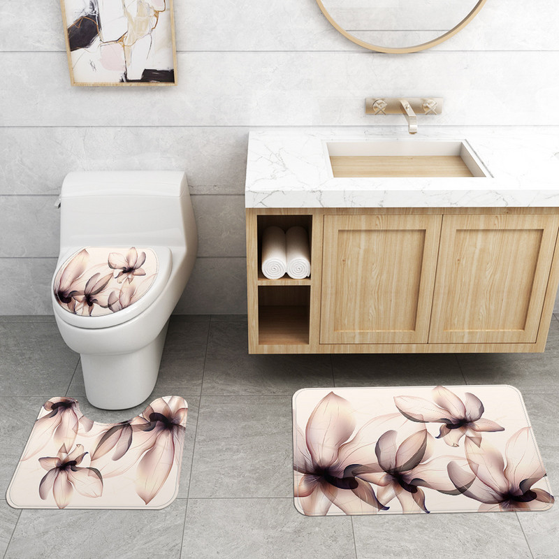 Traditsioonilises stiilis vannitoavaibakomplekt vannimatt ja dušikardina komplekt WC matt Vannitoa vaip Vannitoa kaunistus Imav matt