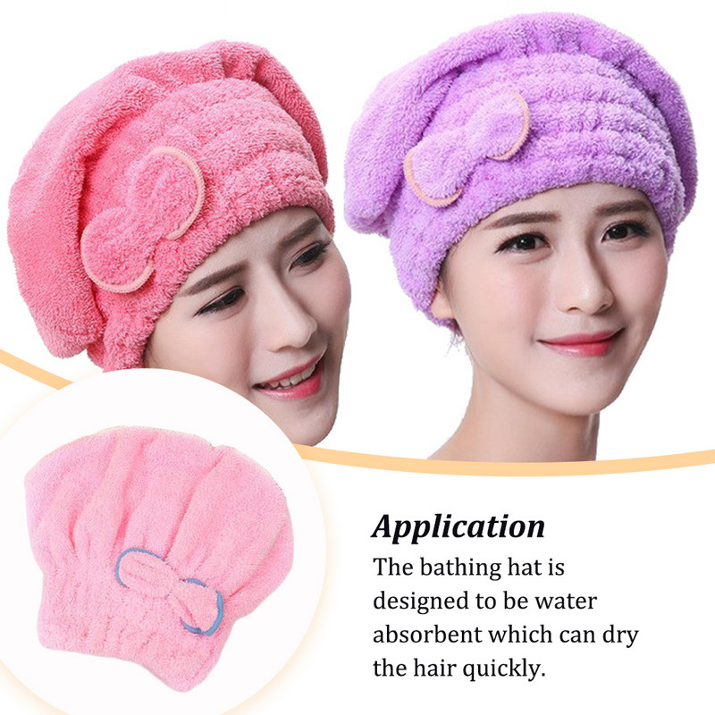 Naiste dušimüts vett imav paksu juuksemüts Bowknot SPA pehme mähisega käterätitarvik kodu vannitoa jaoks roosa