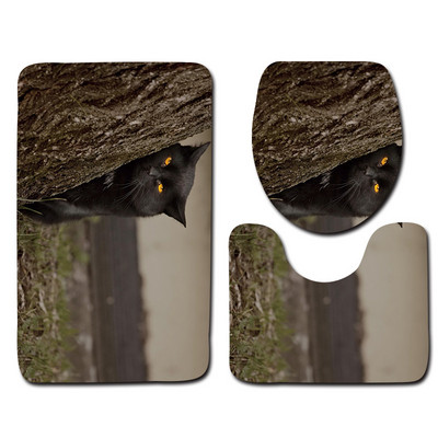 Zeegle HD Cat Printed 3Gb mikrošķiedras vannas paklājiņi vannas istabai neslīdoša grīda paklāja matracis mazgājams tualetes paklāju komplekts vāka pārvalks