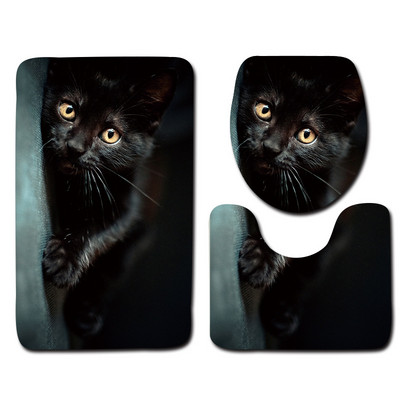 Zeegle HD Cat Printed 3Gb mikrošķiedras vannas paklājiņi vannas istabai neslīdoša grīda paklāja matracis mazgājams tualetes paklāju komplekts vāka pārvalks