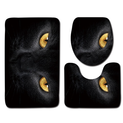 Zeegle HD Cat Printed 3Gb mikrošķiedras vannas paklājiņi vannas istabai neslīdoša grīda paklāja matracis mazgājams tualetes paklāju komplekts vāka pārvalks