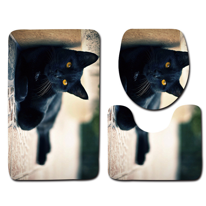 Zeegle HD Cat Printed 3Gb mikrošķiedras vannas paklājiņi vannas istabai neslīdoša grīda paklāja matracis mazgājams tualetes paklāju komplekts vāka pārvalks