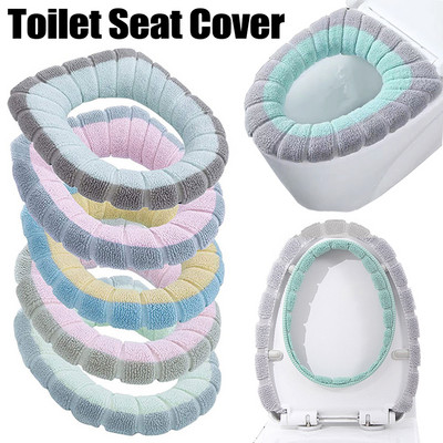 Univerzális WC ülőkehuzat vastag plüss puha szőnyeg téli meleg WC alátét fogantyúval, mosható kötőpárna fürdőszobai kellékek