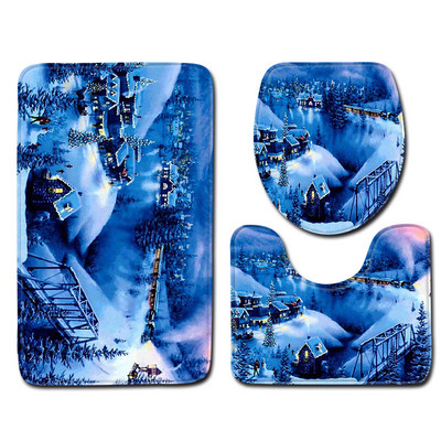 Ziemassvētku paklājs vannas istabai dušas istabas vannas paklājs Ziemassvētku durvju paklājs Toliet paklāja paklājs, neslīdošs, absorbējošs kāju paklājs vannas paklājs