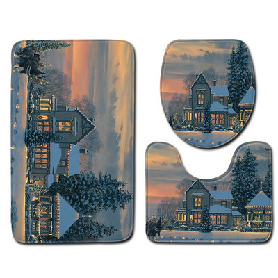 Ziemassvētku paklājs vannas istabai dušas istabas vannas paklājs Ziemassvētku durvju paklājs Toliet paklāja paklājs, neslīdošs, absorbējošs kāju paklājs vannas paklājs