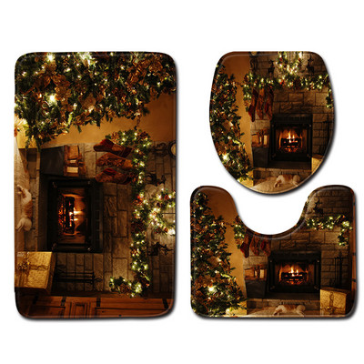 Ziemassvētku paklājs vannas istabai dušas istabas vannas paklājs Ziemassvētku durvju paklājs Toliet paklāja paklājs, neslīdošs, absorbējošs kāju paklājs vannas paklājs