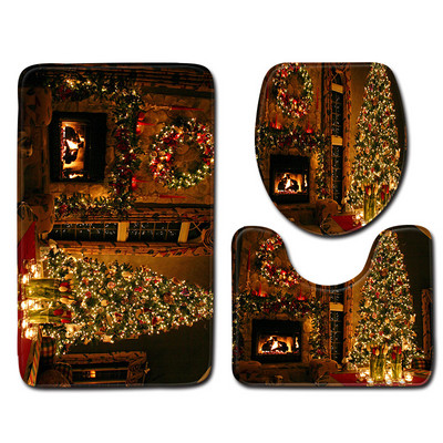 Ziemassvētku paklājs vannas istabai dušas istabas vannas paklājs Ziemassvētku durvju paklājs Toliet paklāja paklājs, neslīdošs, absorbējošs kāju paklājs vannas paklājs