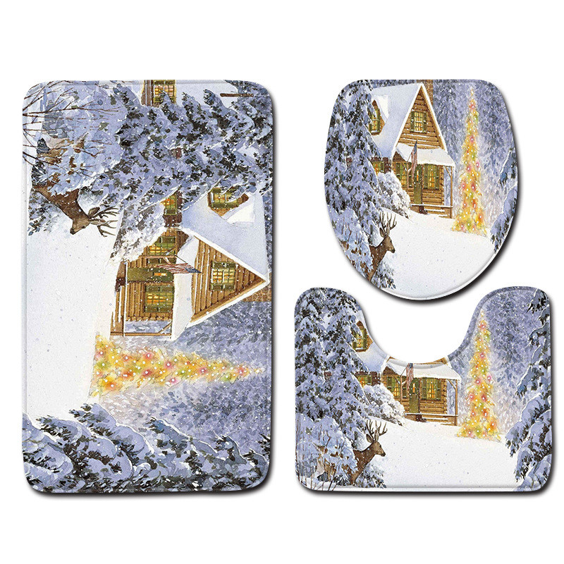 Ziemassvētku paklājs vannas istabai dušas istabas vannas paklājs Ziemassvētku durvju paklājs Toliet paklāja paklājs, neslīdošs, absorbējošs kāju paklājs vannas paklājs