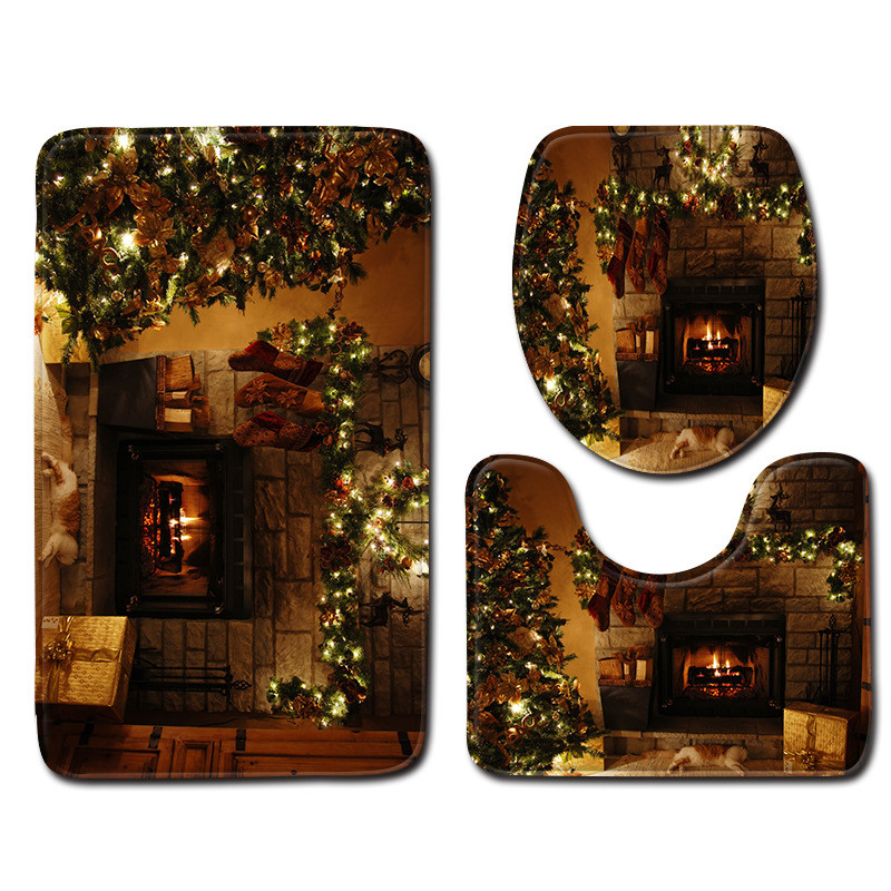 Ziemassvētku paklājs vannas istabai dušas istabas vannas paklājs Ziemassvētku durvju paklājs Toliet paklāja paklājs, neslīdošs, absorbējošs kāju paklājs vannas paklājs