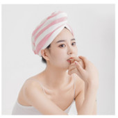 Atkārtoti lietojama dušas vāciņš mājas ikdienas lietošanai koraļļu vilnas svītraina sausu matu cepure Dubultā biezināta ātri žūstoša dvieļu šampūna galva