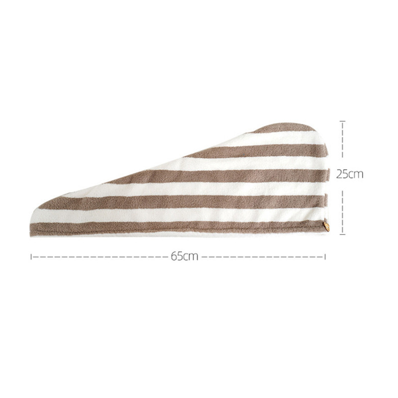 Atkārtoti lietojama dušas vāciņš mājas ikdienas lietošanai koraļļu vilnas svītraina sausu matu cepure Dubultā biezināta ātri žūstoša dvieļu šampūna galva