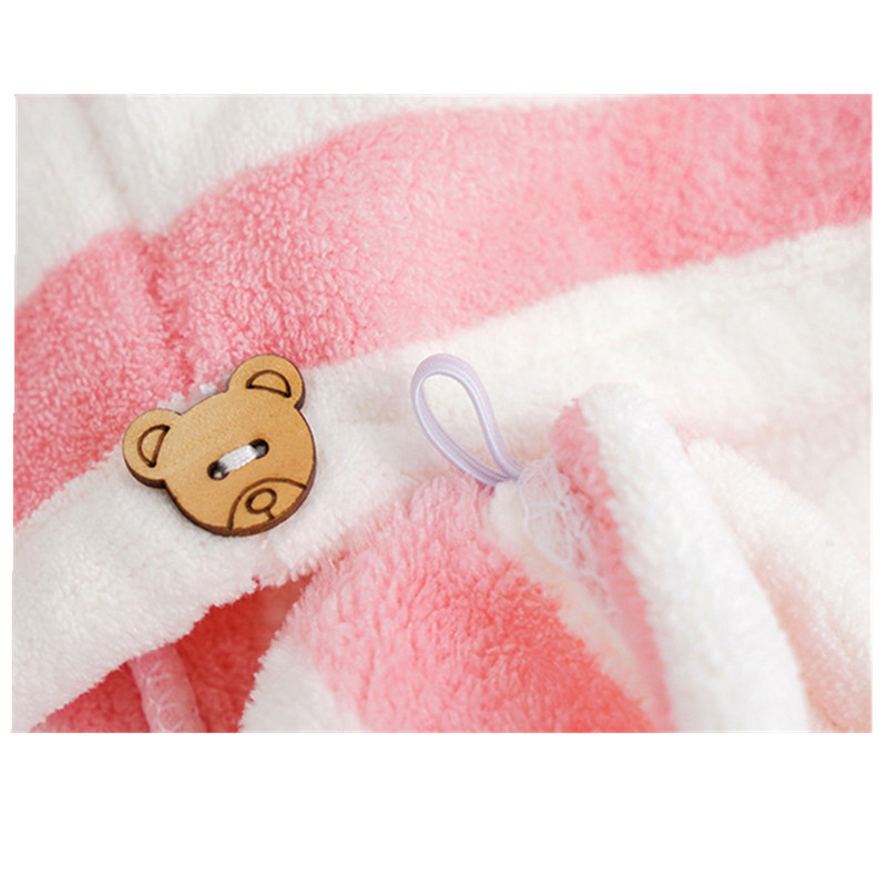 Atkārtoti lietojama dušas vāciņš mājas ikdienas lietošanai koraļļu vilnas svītraina sausu matu cepure Dubultā biezināta ātri žūstoša dvieļu šampūna galva