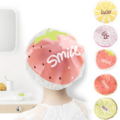 Atkārtoti lietojama elastīga Cute Fruit Design Ūdensizturīga vannas cepure Salons Matu Cepure Meitenes Sievietes Bērni Dušas cepures Vannas istabas produkti
