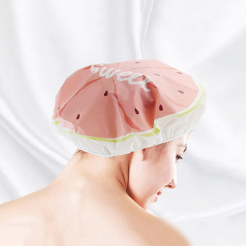 Еластичен сладък плодов дизайн за многократна употреба Водоустойчива шапка за баня Салон Шапка за коса Момичета Жени Деца Шапки за душ Продукти за баня