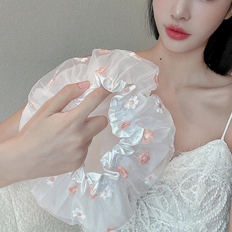 Noderīga matu vāciņa cepure Izsmalcināta atkārtoti lietojama izšūta ziedu raksta matu kopšanas cepure Mīksta sieviešu vannas cepure Mājas piederumi