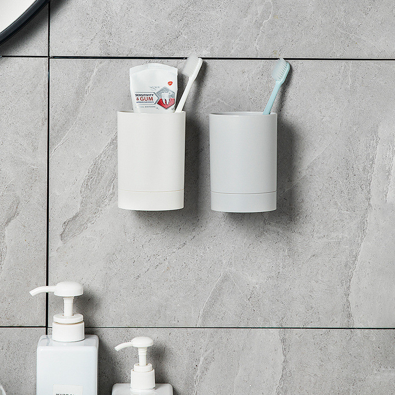 Paprastas sieninis dantų šepetėlio laikiklis Dantų pastos burnos puodelio laikiklis be grąžto Vonios kambario laikymo lentyna Nešiojama lentynėlė Tvarkykite naują