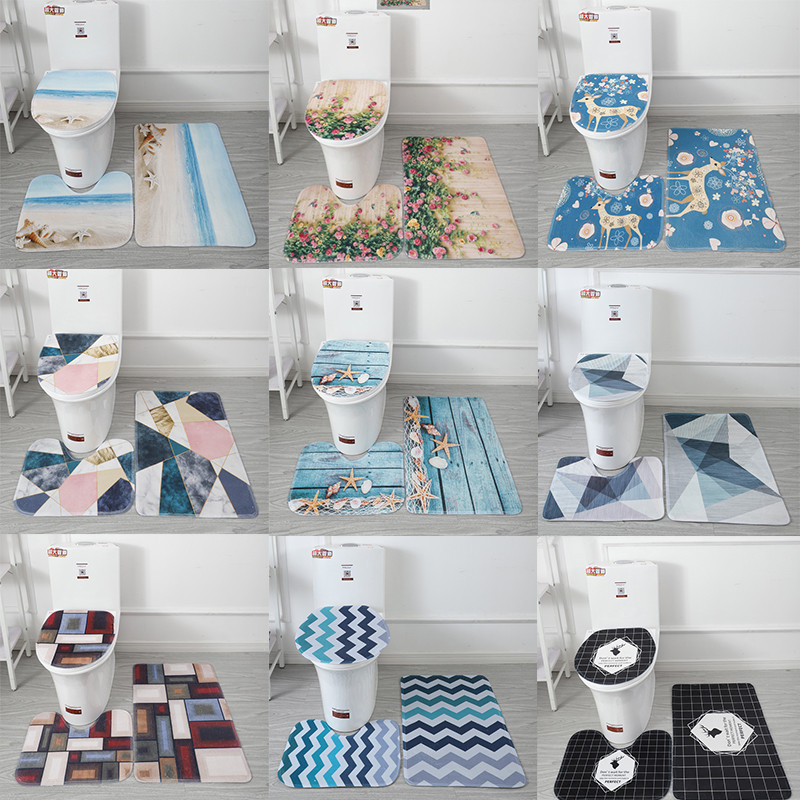 3 vnt 15 stilių vonios kilimėlių rinkinys Vonios kiliminis kilimėlis Tualeto kilimėlis Neslystantis, sugeriantis marmurinis dekoravimo durų pėdų kilimėlis atminties putos Naujas