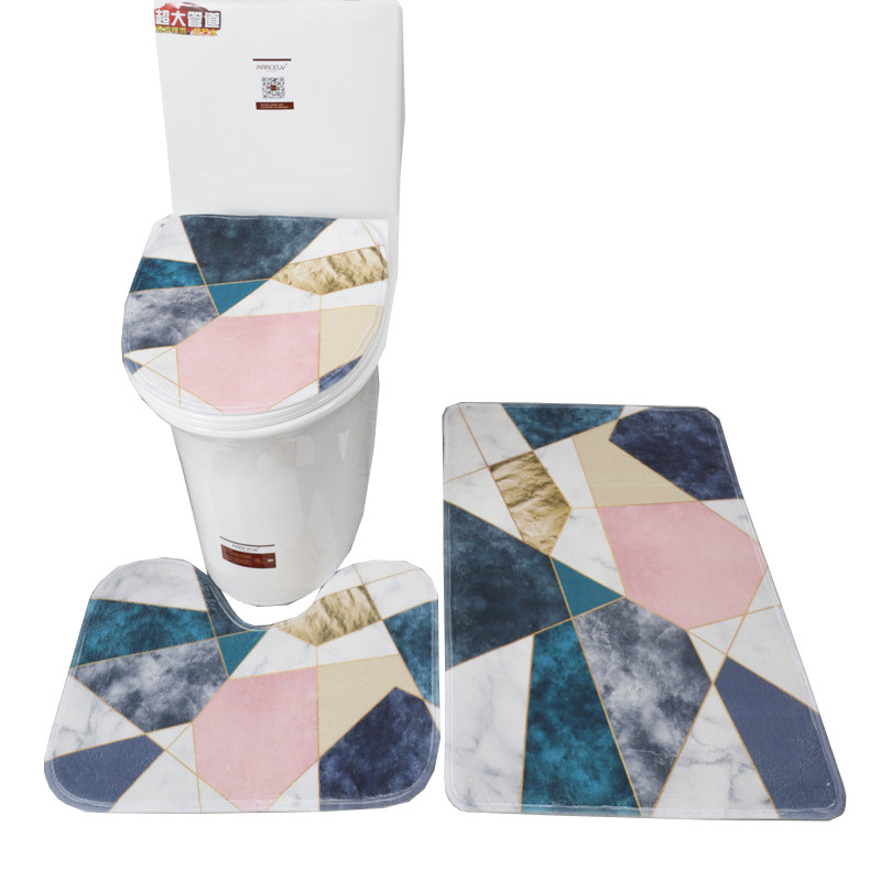 3 vnt 15 stilių vonios kilimėlių rinkinys Vonios kiliminis kilimėlis Tualeto kilimėlis Neslystantis, sugeriantis marmurinis dekoravimo durų pėdų kilimėlis atminties putos Naujas