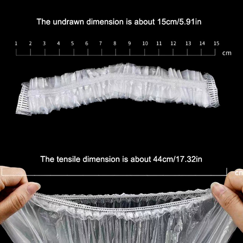 100db eldobható zuhanysapkák fürdőkád vízálló felnőtt hajszárító sapkák porálló műanyag fejfedők férfiaknak és nőknek