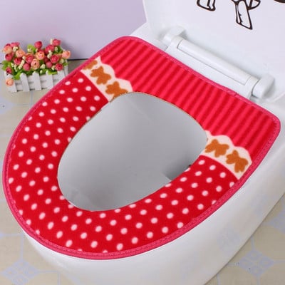 1Pcs Washable Winter Warm Toilet Seat Cover Closestool Mat Bathroom Accessories Knitting Pure Color Soft O-shape Pad Toilet Seat