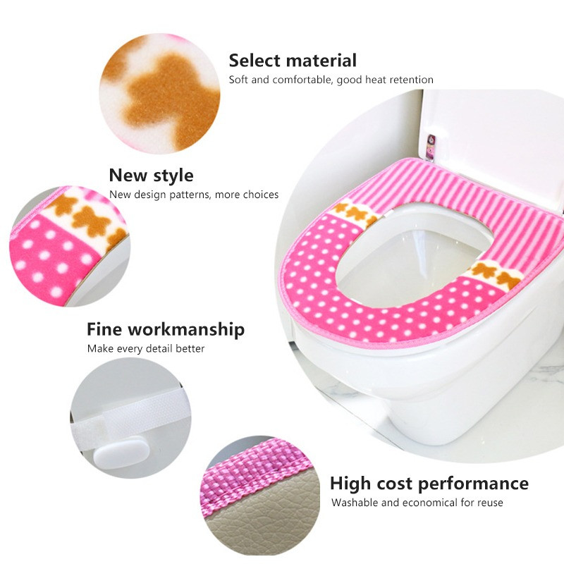 1 vnt. Plaunamas žieminis šiltas tualeto sėdynės užvalkalas Closestool kilimėlis Vonios kambario aksesuarai Mezgimas grynos spalvos minkštas O formos padėklas tualeto sėdynė