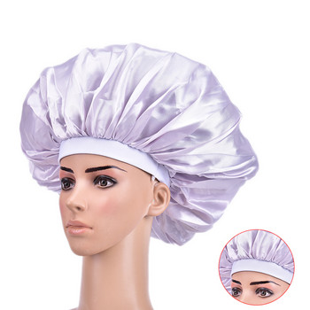 1PC Грижа за женската коса Голяма платнена шапка за сън Супер гигантска шапка за сън Водоустойчиви шапки за душ Сатенено копринено боне Луксозно