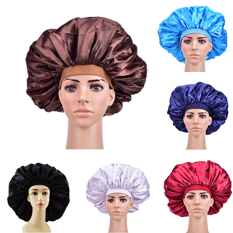 1 gab sieviešu matu kopšanai liela auduma miega vāciņš Super Giant miega vāciņš Ūdensizturīgs dušas cepures Satīna zīda motora pārsegs grezns