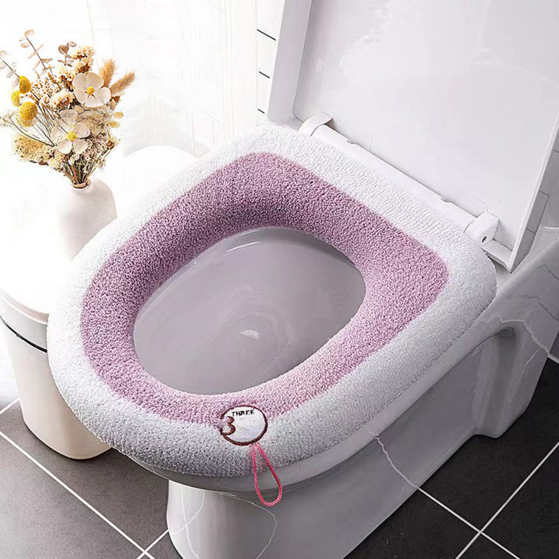 Ziemas siltais tualetes sēdekļa pārklāja paklājiņš Vannas istabas tualetes paliktņa spilvens ar rokturi, biezāks, mīksts, mazgājams Closestool vannas istabas piederumi