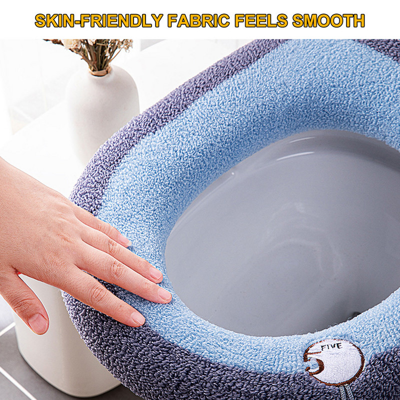 Ziemas siltais tualetes sēdekļa pārklāja paklājiņš Vannas istabas tualetes paliktņa spilvens ar rokturi, biezāks, mīksts, mazgājams Closestool vannas istabas piederumi