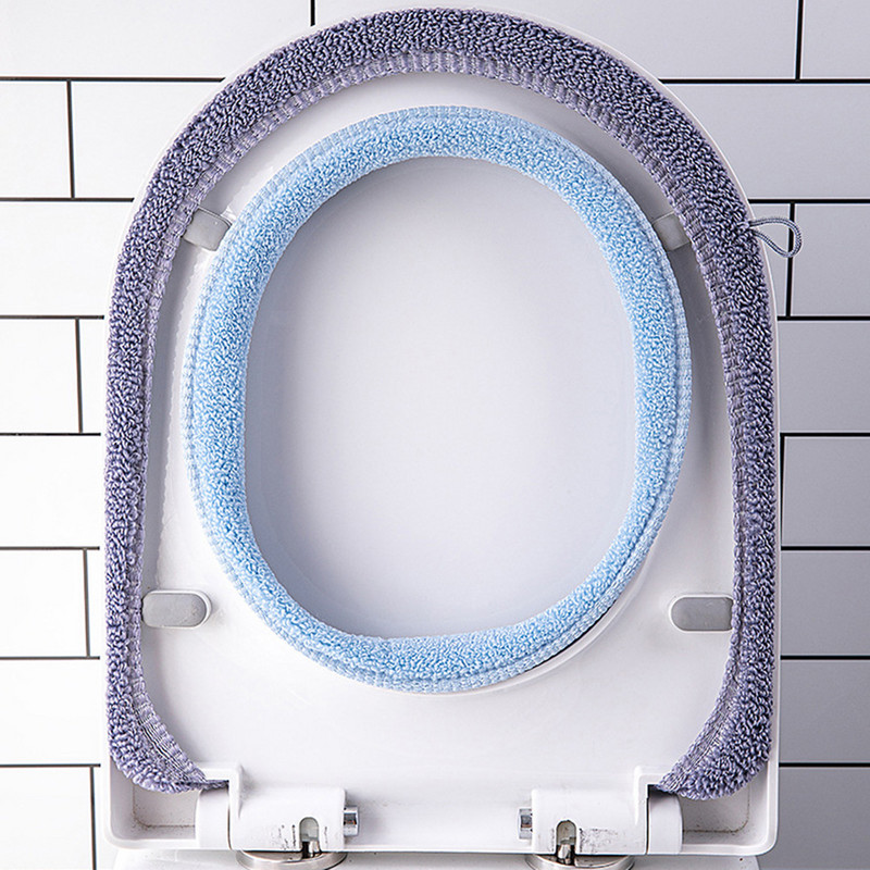 Ziemas siltais tualetes sēdekļa pārklāja paklājiņš Vannas istabas tualetes paliktņa spilvens ar rokturi, biezāks, mīksts, mazgājams Closestool vannas istabas piederumi